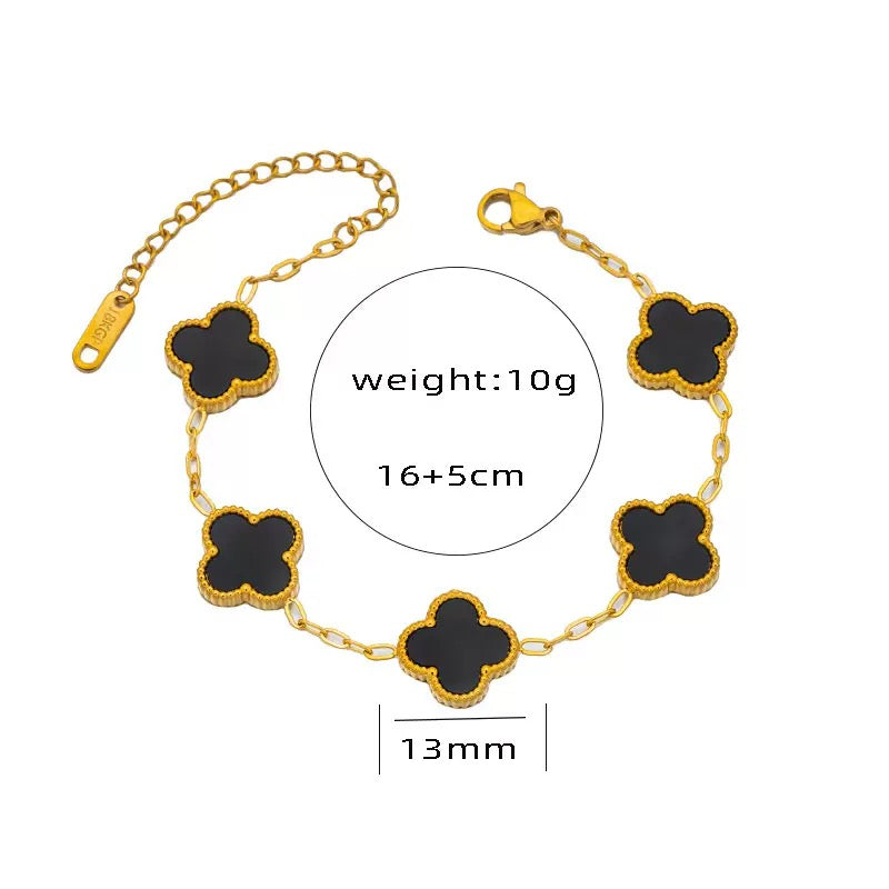 Gold and Black Clover Bracelets