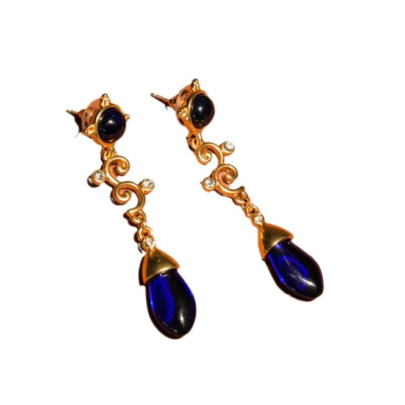 Royal blue dangle vintage necklace & earrings set