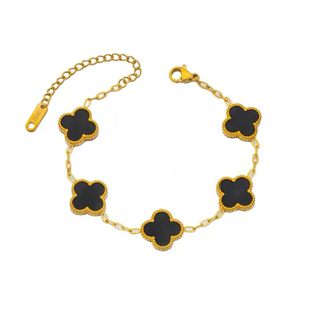 Gold and Black Clover Bracelets