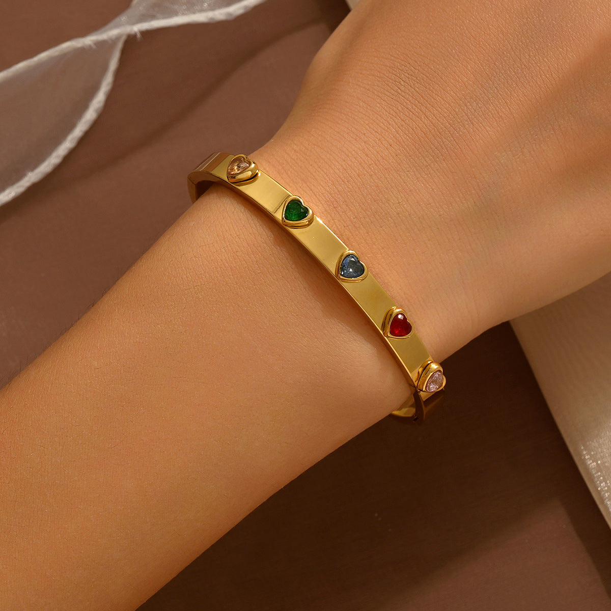 Stainless steel with Zircon or rinestone design bling bangles,18k gold plated color-resistant bangles