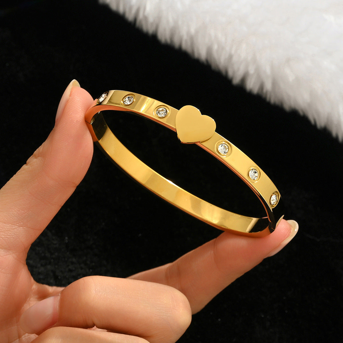 Stainless steel with Zircon or rinestone design bling bangles,18k gold plated color-resistant bangles