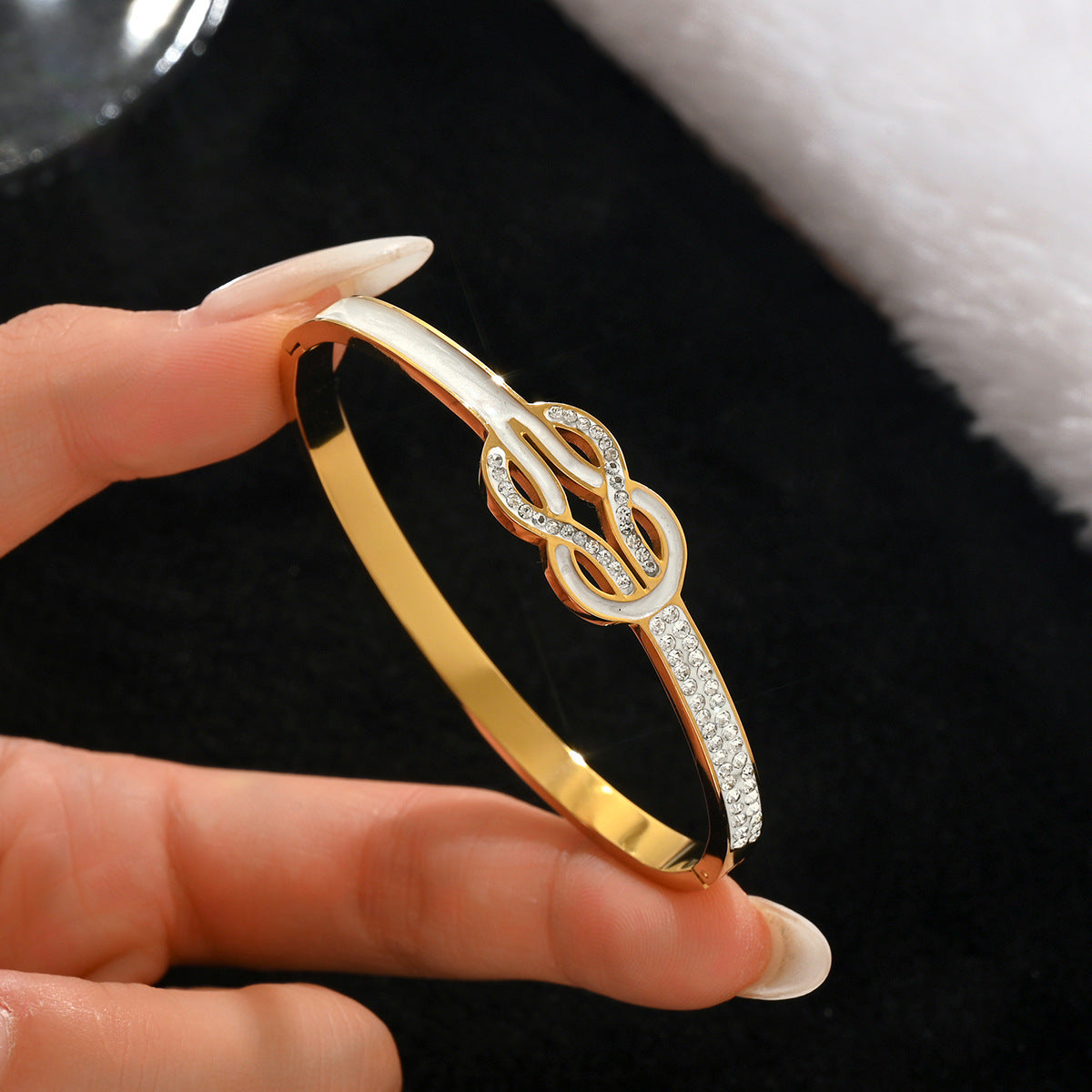 Stainless steel with Zircon or rinestone design bling bangles,18k gold plated color-resistant bangles