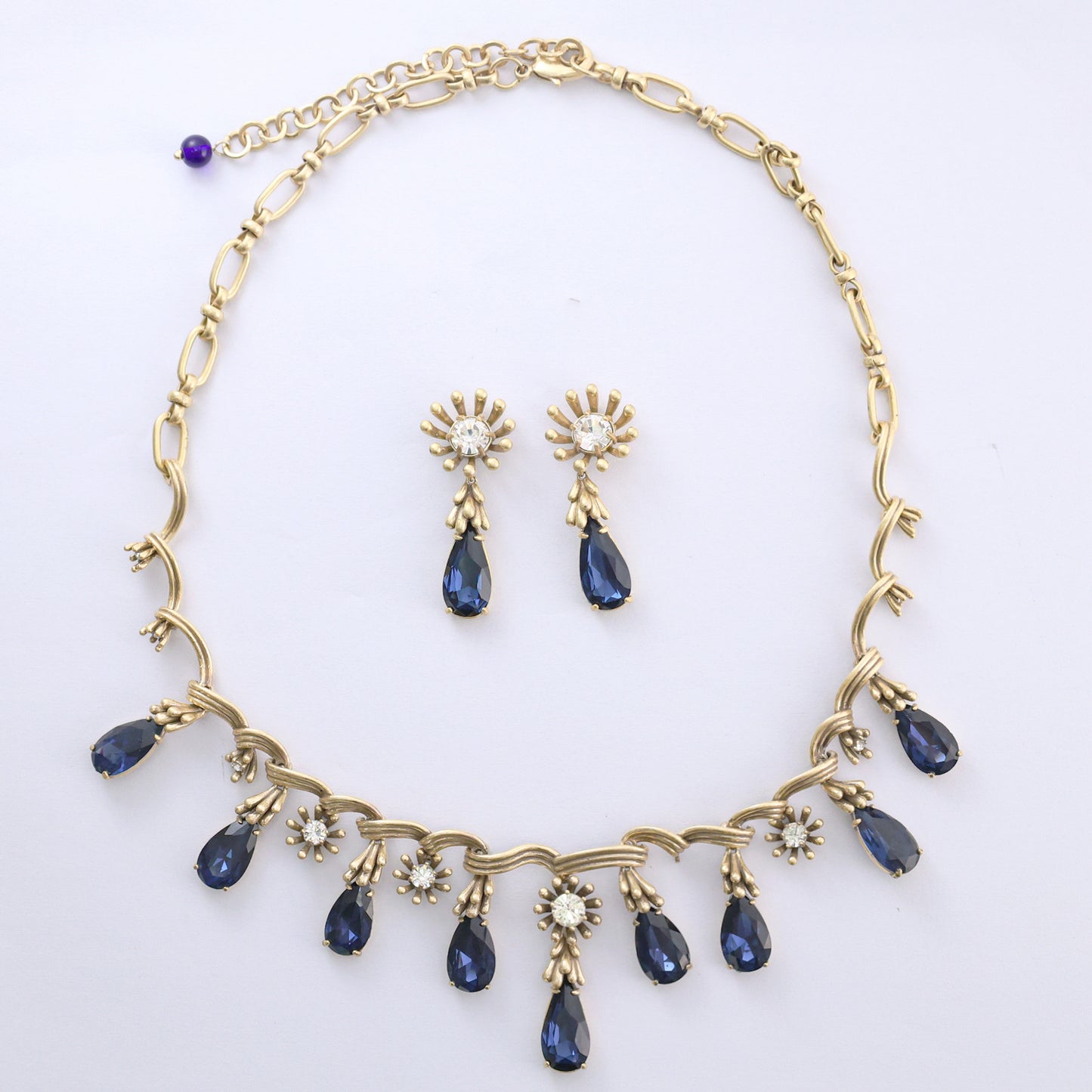 3D Flower Pendant Stud Earrings with Rhinestone Tassels, Vintage Artisan Luxe Women's Necklace Jewelry Set