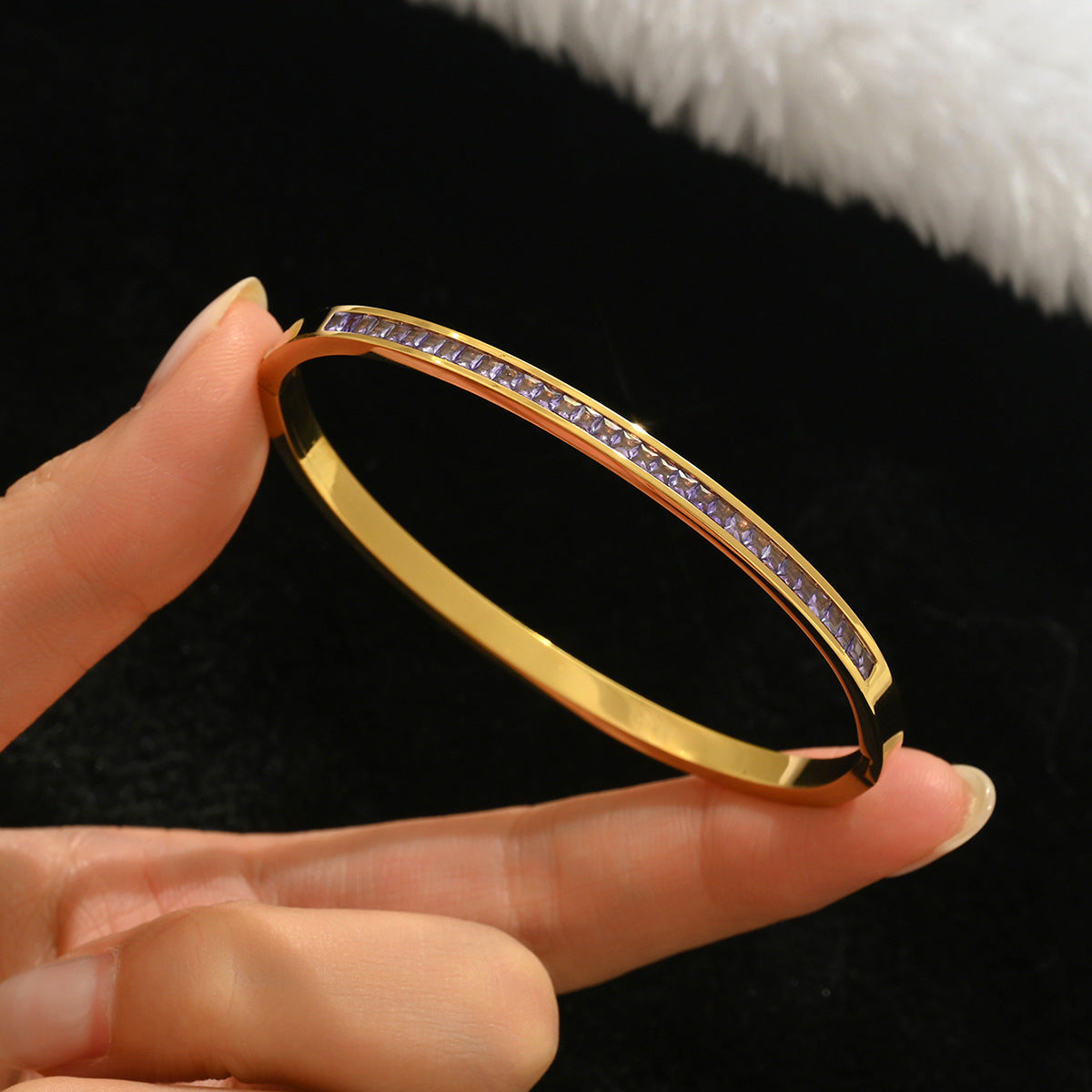 Stainless steel with Zircon or rinestone design bling bangles,18k gold plated color-resistant bangles