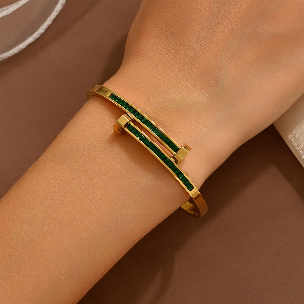 Stainless steel with Zircon or rinestone design bling bangles,18k gold plated color-resistant bangles